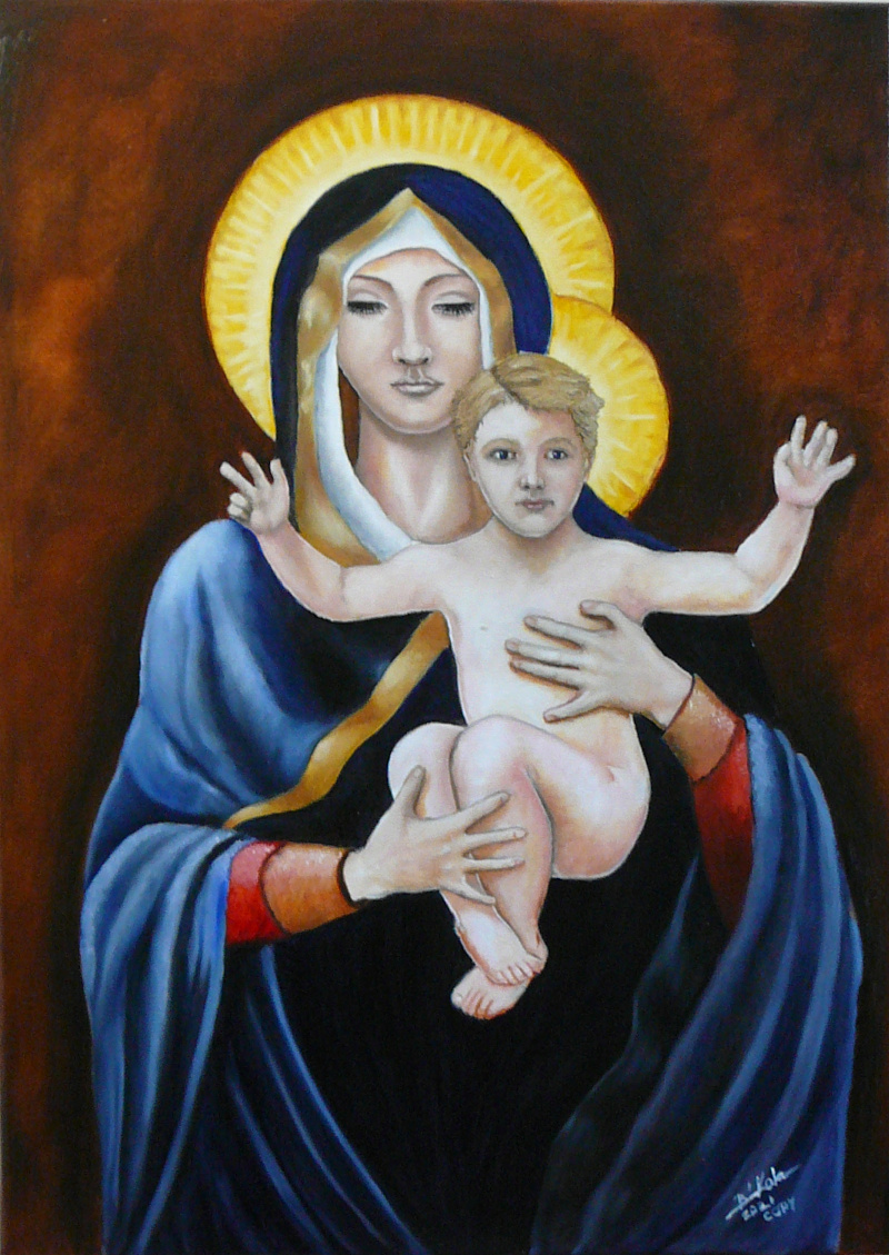 Szűz Mária és a gyermek olajfestmény másolat